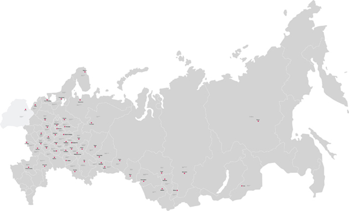 Компания «К-ФЛЕКС» имеет разветвленную сеть дистрибьюции в России